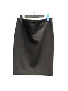 Chanel Tight Skirt Wool Knee Length CC Logo 38 Black